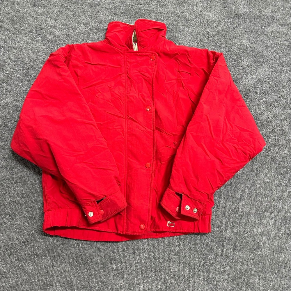 Woolrich Jacket Womens Size S Red Fleece Lined Full Zip Vintage USA Made Bomber
